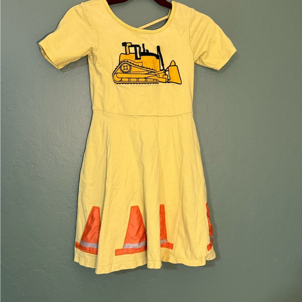 Princess Awesome Bulldozer Traffic Cone Yellow Play Dress Girls 4T
